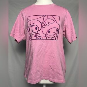 UNIQLO X SANRIO 100% Cotton Pink Kuromi My Melody Short Sleeve Size M